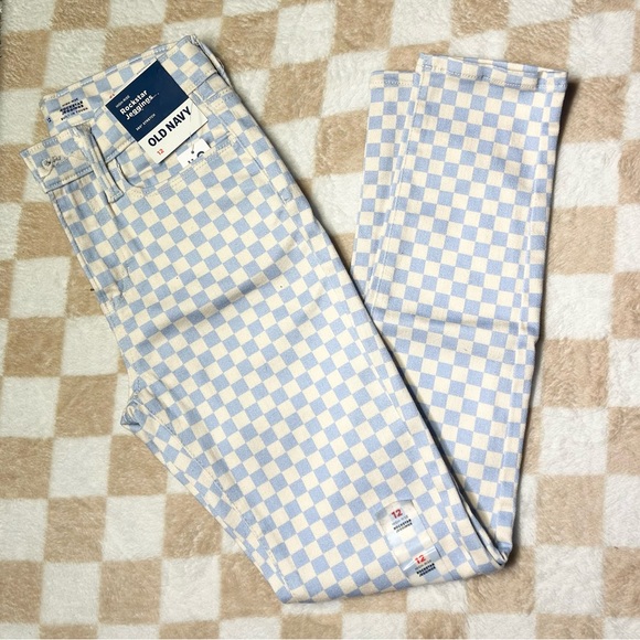 Old Navy Other - Girls Old Navy Light Blue and White Checkered Pants, rockstar jeggings